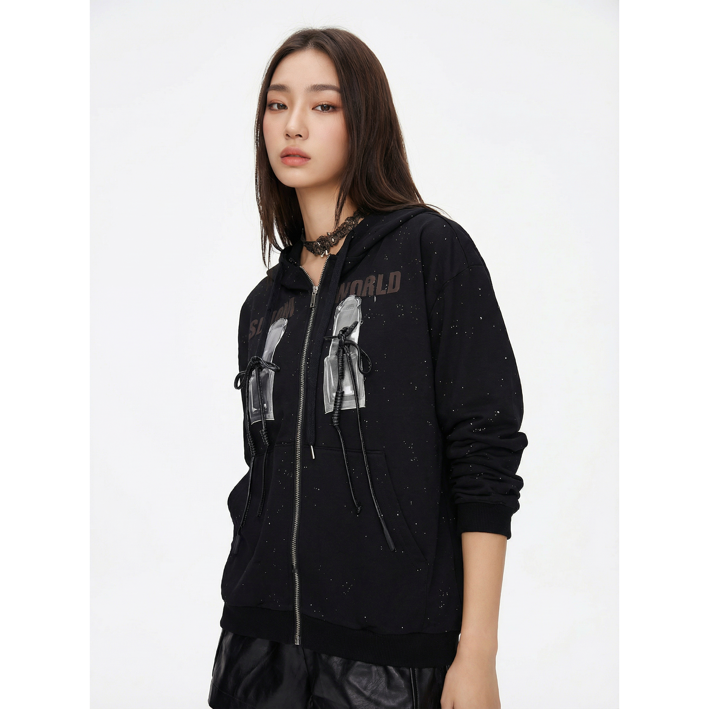 BW 连帽卫衣拉链衫外套女新款慵懒风复古松弛感松休闲卫衣开衫