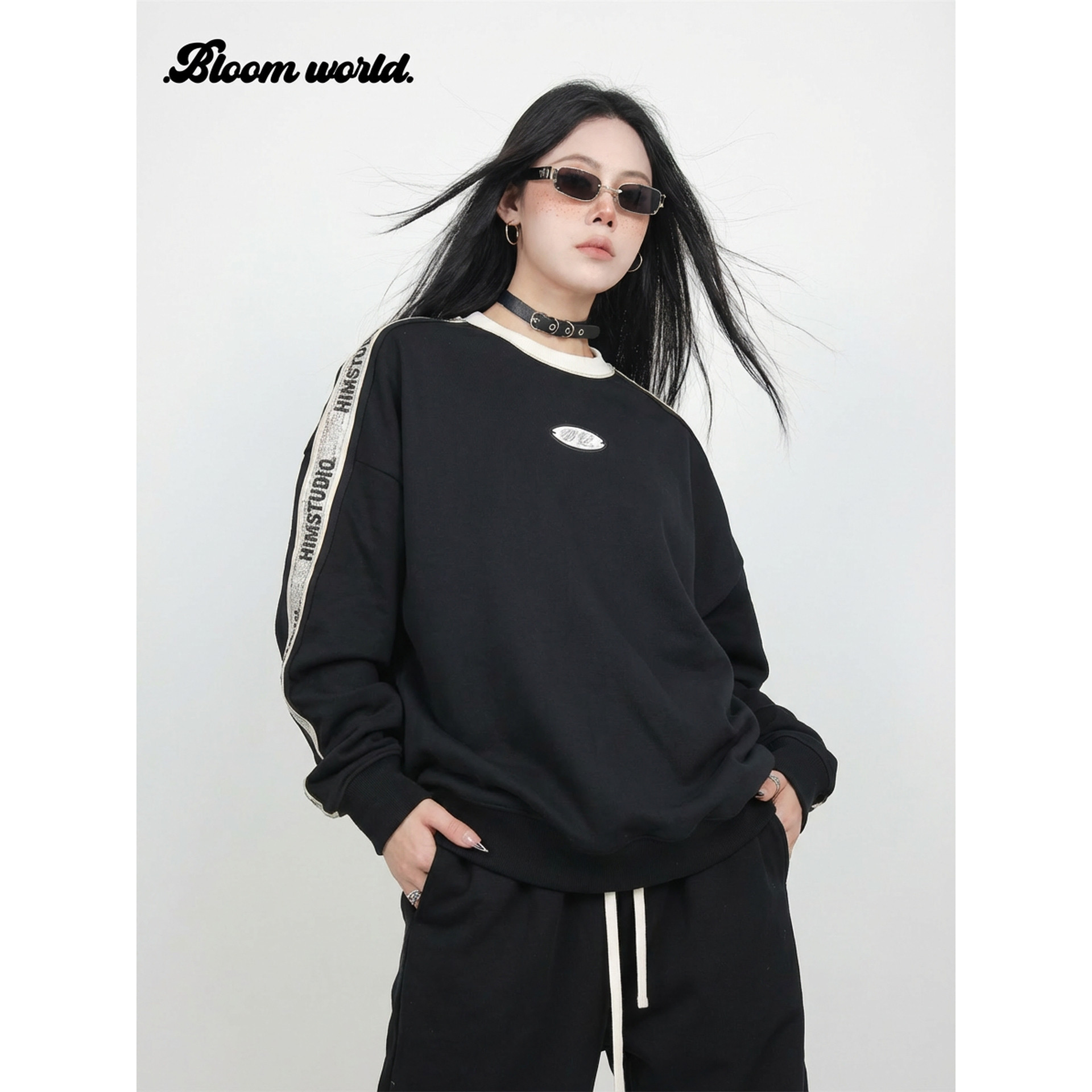 BW 复古圆领卫卫裤衣休闲运动风套装女两件套舒适极简主义穿搭,女装/女士精品,时尚套装,淘宝优惠券,粉丝福利购,淘宝优惠卷