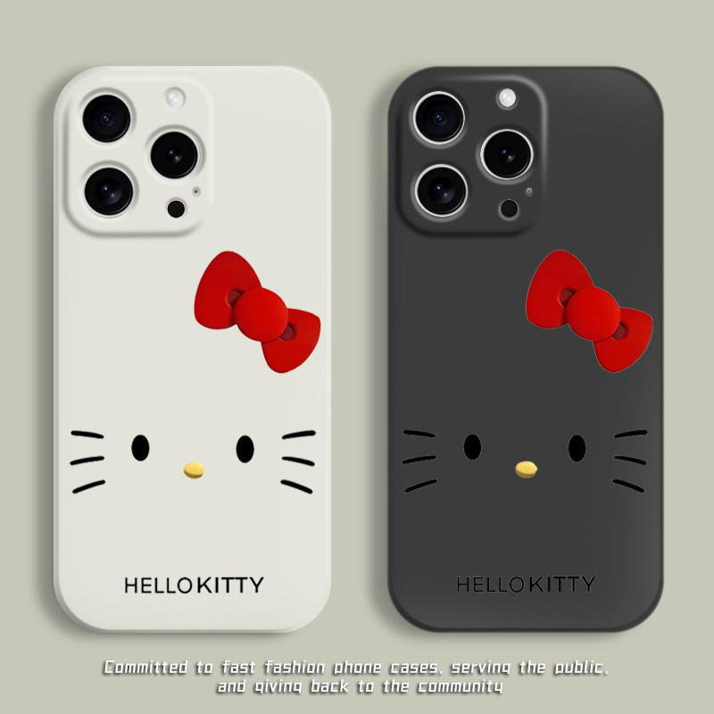 蝴蝶结kitty猫咪手机壳简约卡通