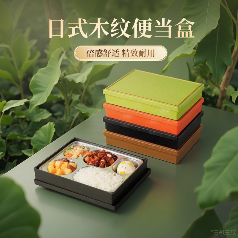 饭盒饭菜分离304不锈钢带盖食堂成人分格餐盘便当盒成人商务餐盒