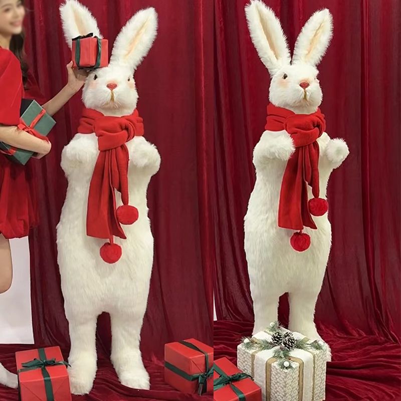 网红仿真站立兔子摆件家居落地橱窗装饰橱窗摄影拍摄道具毛绒玩具