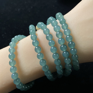 晶制危地马拉翡翠手链蓝水翡翠危料手串单圈手链卡6mm翡翠手串