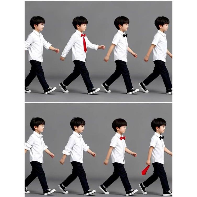 儿童演出服男童长袖翻领纯白色衬衣女童中大童小学生短袖衬衫秋冬