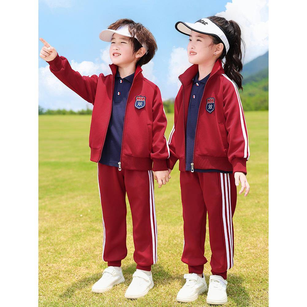 儿童小学生校服春秋套装幼儿园园服班服三件套运动会开幕式服装红