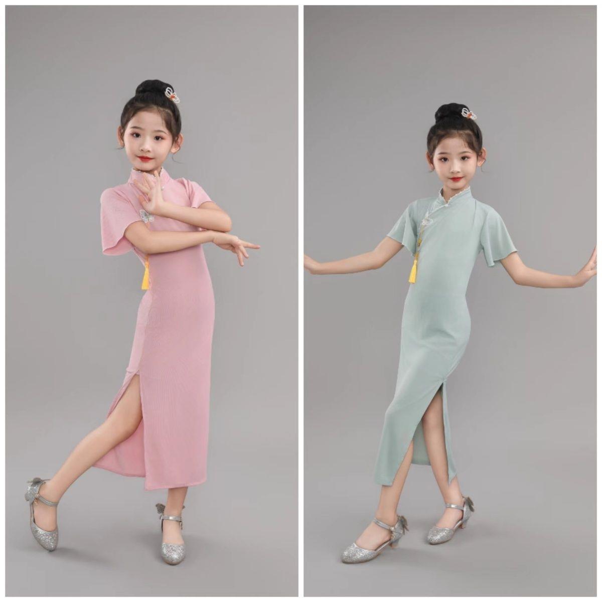 儿童旗袍中国风古典舞女童新中式演出服身韵幼儿民族舞伞舞服装