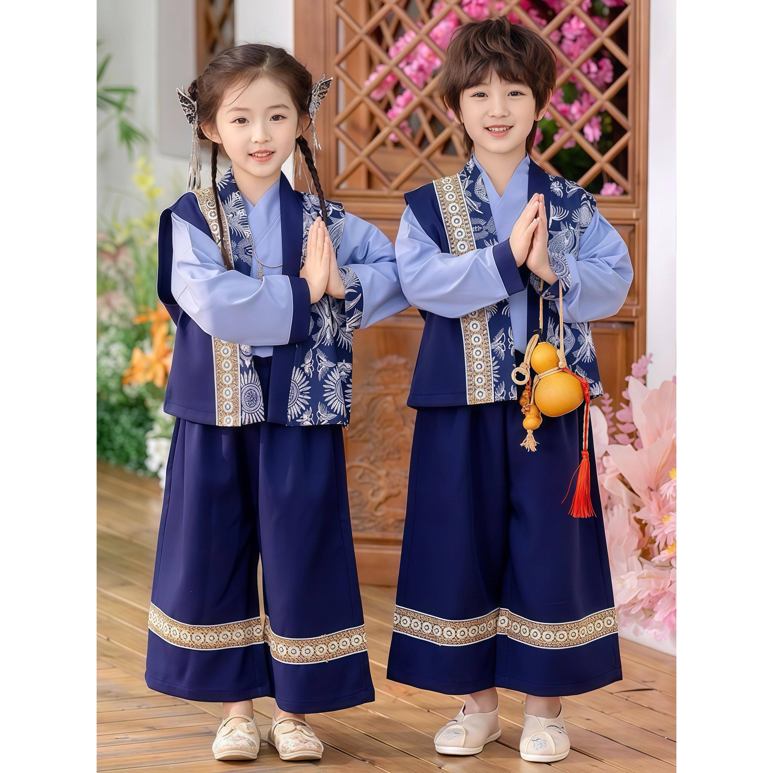 儿童民族服幼儿园演出服三月三服装汉服苗疆舞蹈表演服民族风唐装