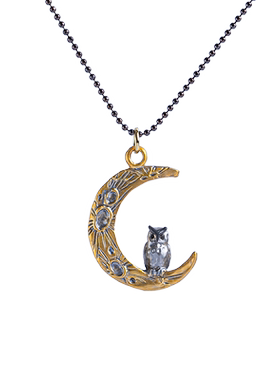 Palnartpoc月牙猫头鹰项链