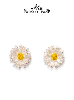 Palnart poc白色雏菊大花气质名媛耳环小众设计感高级森系复古