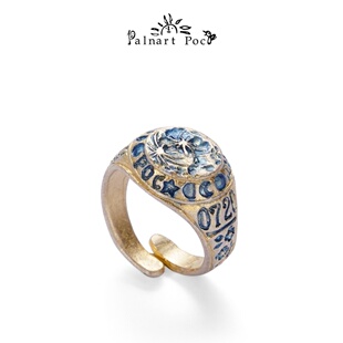 Palnart poc月亮学院风登月数字日期百里香戒指今年新款潮夸张