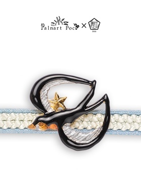 Palnart poc黑色燕子带留手作SUU百搭春天和服鸟腰封腰带配饰饰品
