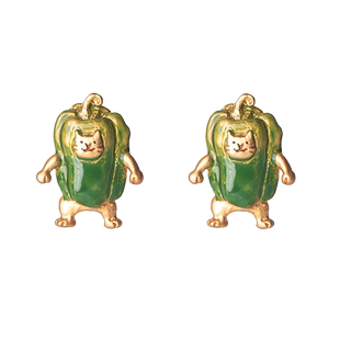 Palnart poc甜椒猫咪耳环耳钉耳夹青椒柿子椒人偶服威风凛凛可爱