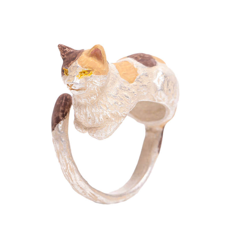 palnartpoc三花猫黄铜手作戒指