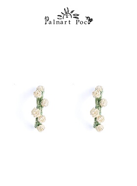 Palnart poc原创小众设计感四叶草白色花环日系软妹温柔甜美耳环