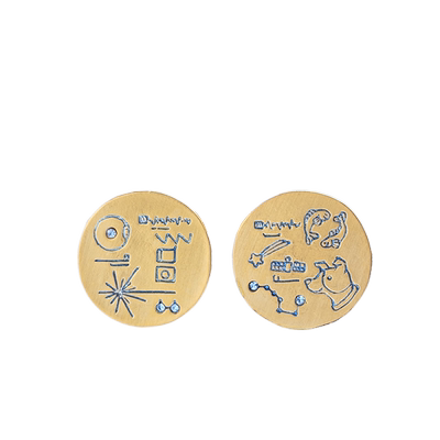 Palnartpoc手作金色唱片耳环