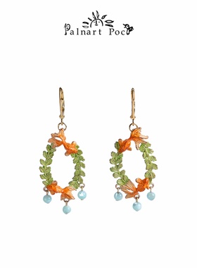 Palnart poc金鱼绿色水草水滴独特小众设计师款夏季夸张大圈耳环