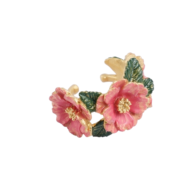 Palnartpoc茶梅梅花耳挂耳夹