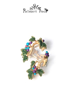 Palnart poc春天紫色珠子蛇葡萄植物园小众仙气复古古风耳挂耳饰