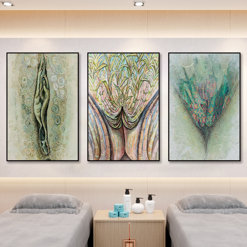 美容室私密房间装饰挂画广告图美容院墙面装饰画私处产后修复壁画