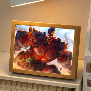 祖安狂人蒙多医生周边镜子灯光画英雄联盟发光礼物摆画音响小夜灯