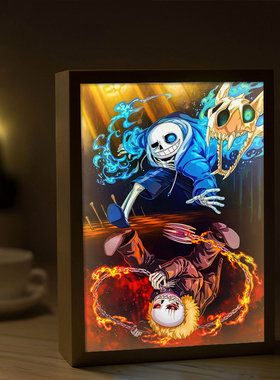 传说之下Sans周边镜子灯光画Undertale游戏发光手办音响小夜灯画