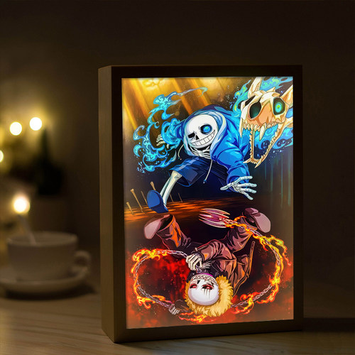 传说之下Sans周边镜子灯光画Undertale游戏发光手办音响小夜灯画