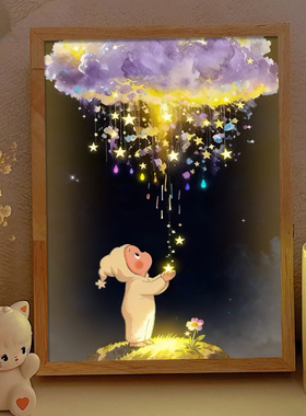 星星人周边镜子灯光画治愈系动漫发光礼物画送朋友卧室音响小夜灯