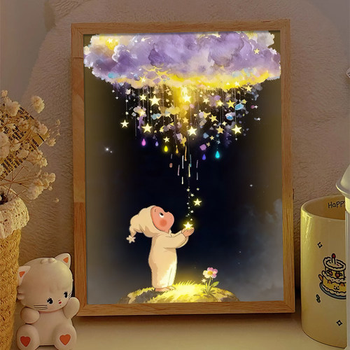 星星人周边镜子灯光画治愈系动漫发光礼物画送朋友卧室音响小夜灯