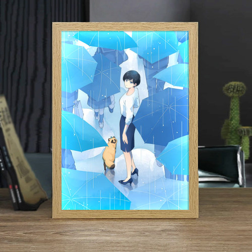 雨天遇见狸和雨和你周边镜子灯光画动漫发光礼物画卧室音响小夜灯