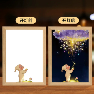 星星人灯光画相框星空小夜灯摆件儿童房相框装饰画氛围感摆台礼物