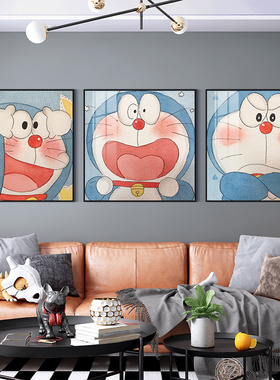 哆啦A梦客厅装饰画可爱卡通动漫沙发背景墙壁画儿童房间卧室挂画