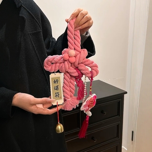 2026新年万字中国结手工编织汽车祈福可爱乔迁婚房装饰门把手挂件