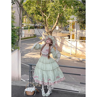 甜美可爱田园风长袖lolita连衣裙OP洋装洛丽塔优雅大小姐重工公主