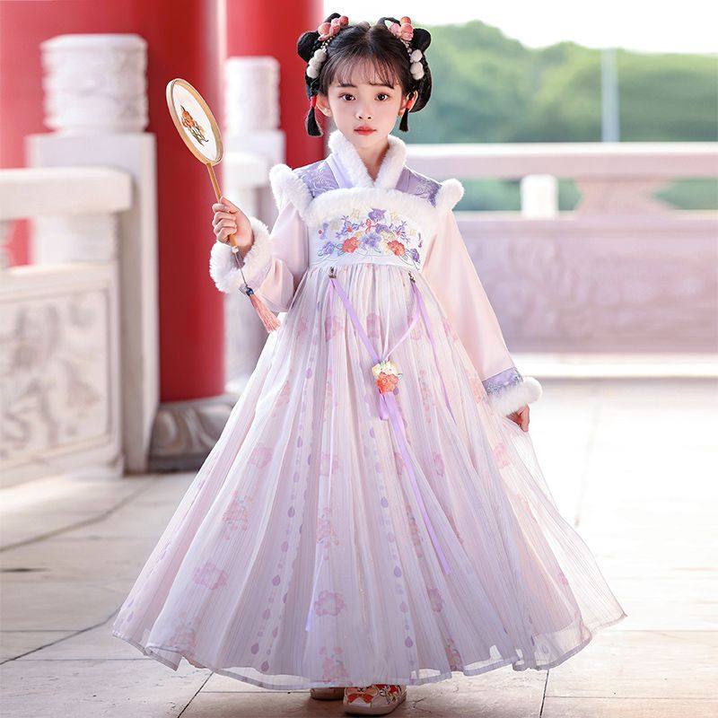 女童汉服秋冬2025过年小女孩中国风唐装公主裙超仙儿童拜年服冬款