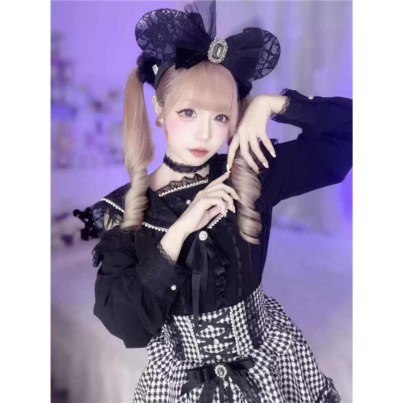 量产型日系长袖水手领蝴蝶结蕾丝亚蕾服衬衣