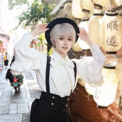 复古优雅暗黑可爱lolita王子系背带短裤法式灯笼短裤拖尾