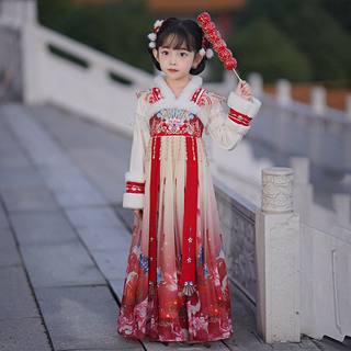 秋冬古装唐装中国风可爱儿童女童汉服连衣裙子加绒加厚季新款超仙
