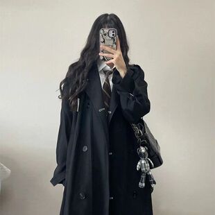赫本风黑色风衣外套女春秋2026年新款小个子中长款日系高级感大衣