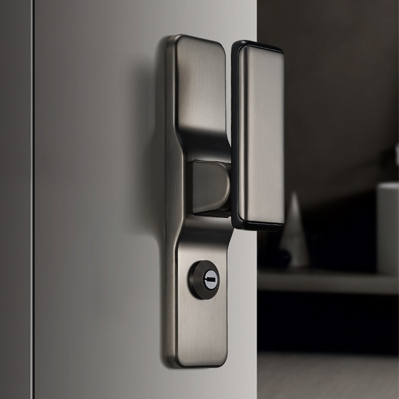 奥勒直推拉静音办公门锁室内家用卧室房门房间黑色对开木门门把手