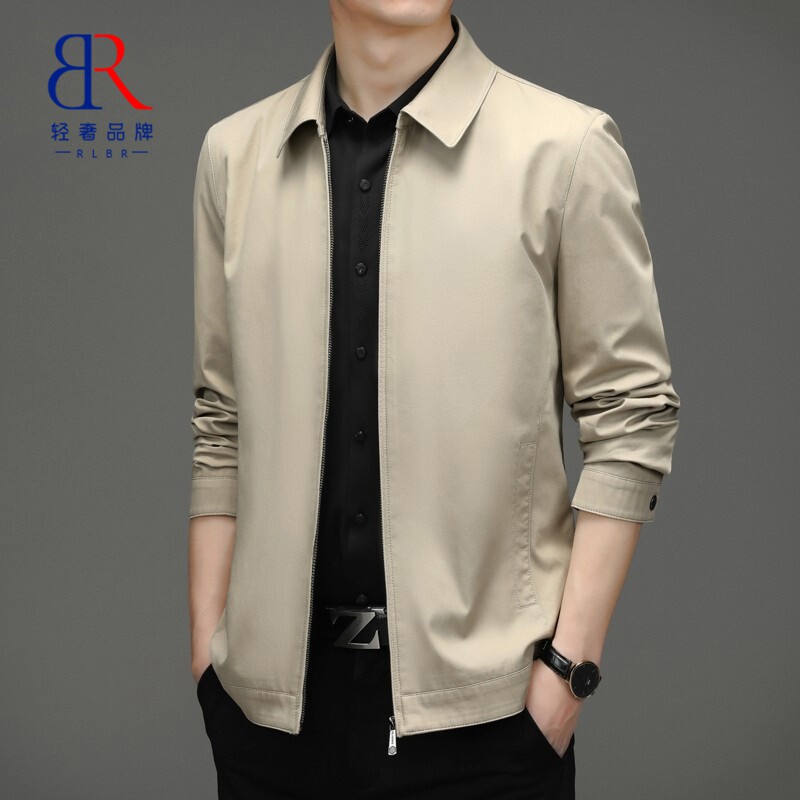 RLBR翻领男士夹克春季新款高级感休闲商务茄克衫棉感舒适外套男装
