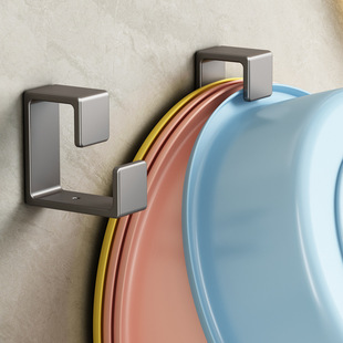 不锈钢加厚脸盆挂钩免打孔卫生间收纳架泡脚盆浴室阳台挂盆神器架