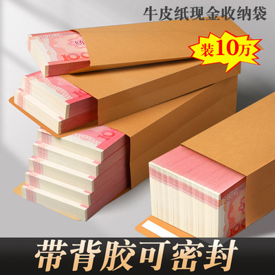10万元现金存放袋牛皮纸防潮隐秘大容量大额纸币收纳袋包家庭百元现金收纳册现金存钱本大钞分类分钱袋外币
