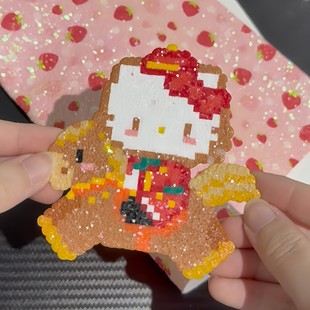 拼豆熨烫布闪粉彩虹渐变厚片格利特布料手工DIY闪光格利特亮片布