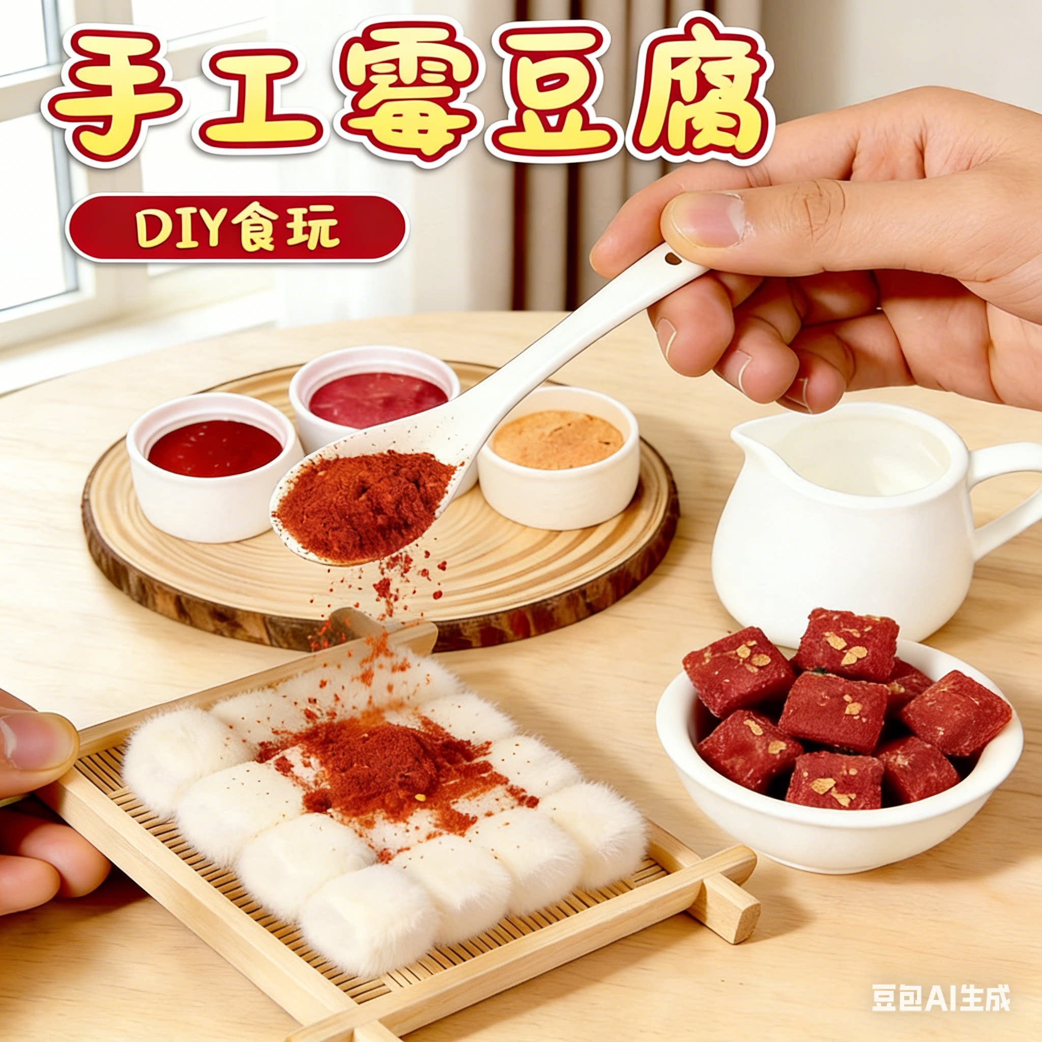 霉豆腐玩具手工diy材料包自嗨解闷cosplay道具儿童互动游戏雪豆腐