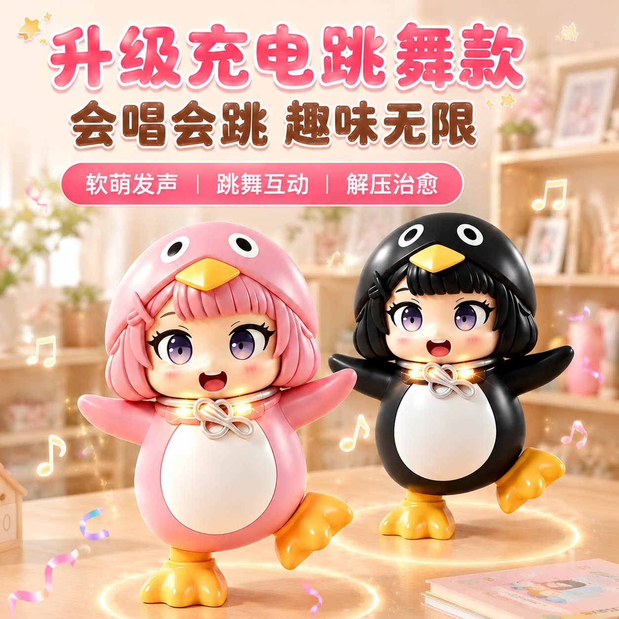 会说话的咕咕嘎嘎带录音功能的小企鹅会跳舞毛绒玩偶女孩手办玩具图片
