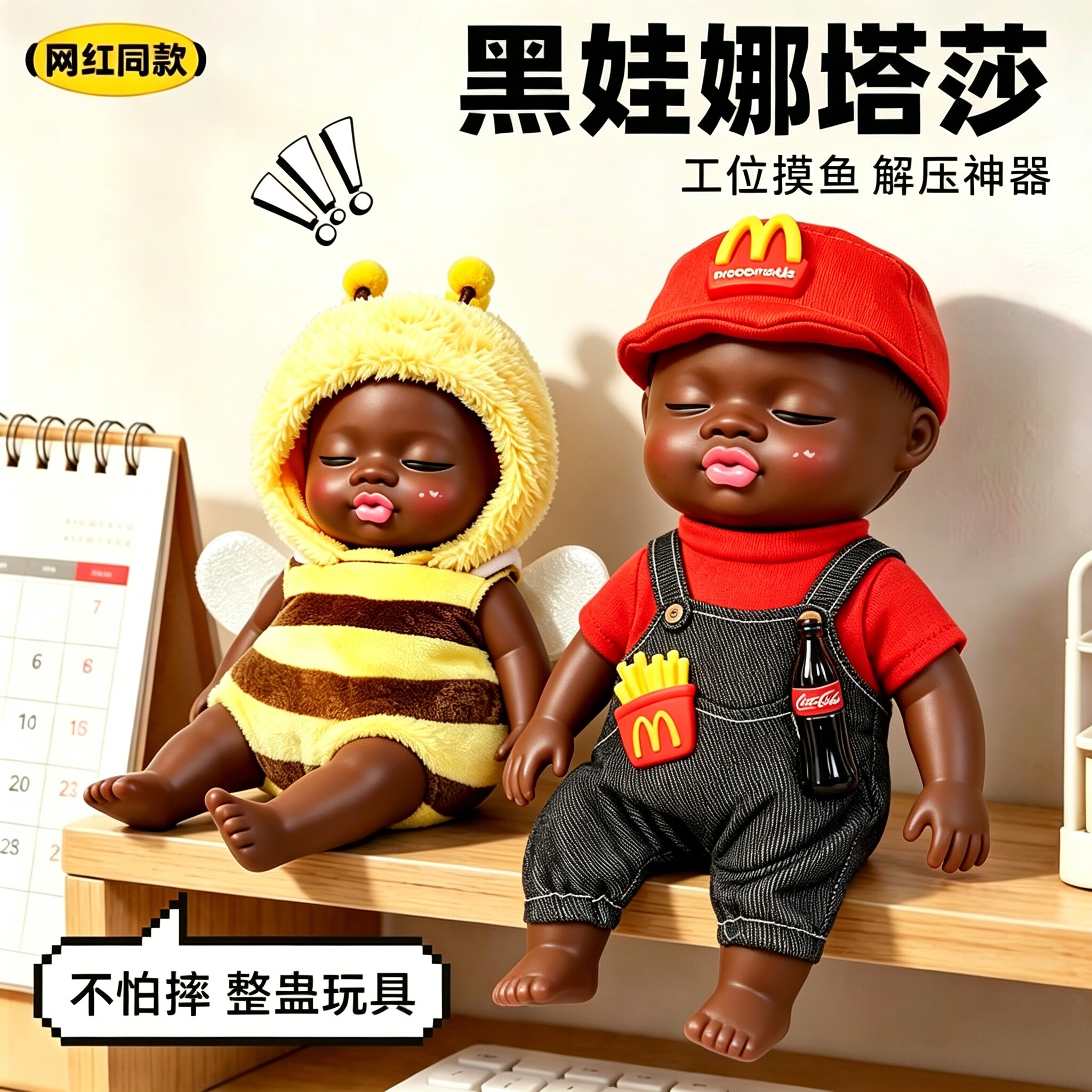 娜塔莎娃娃捏捏乐正版玩偶大号黑娃公仔玩具解压神器正品减压手办