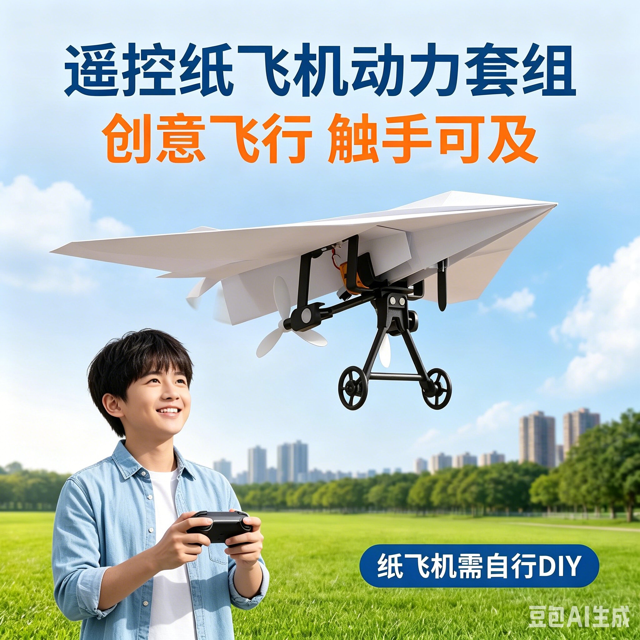 遥控纸飞机玩具儿童无人机DIY航模飞行器配件小学生电动科技组装