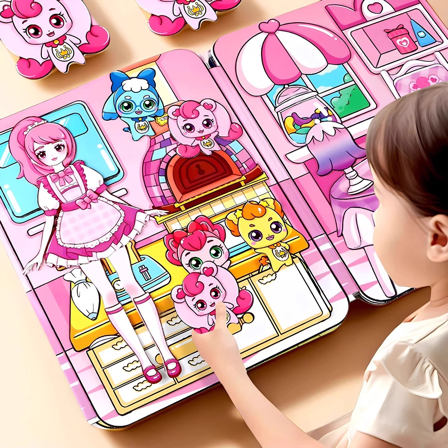 2025新款奇妙萌可磁力安静书免裁剪拼装磁吸贴纸卡通图案高颜值公主换装3d立体粘贴画女孩子益智手工diy材料