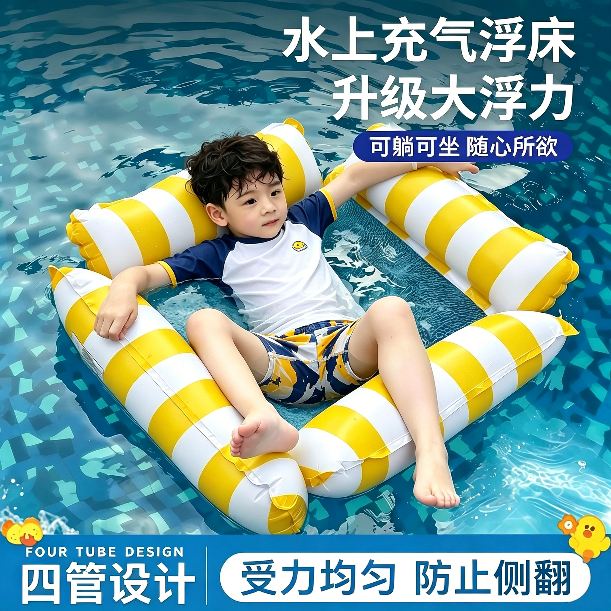 2026新款游泳圈浮床儿童充气水上漂浮排神器宝宝成人海边玩水装备