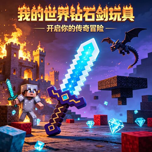 我的世界钻石剑镐二合一玩具mc下界合金可变形附魔弓箭武器刀模型