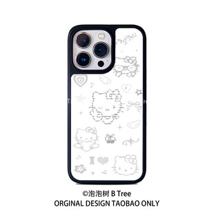 B Tree原创kitty凯蒂猫咪可爱卡通印花iPhone17Air苹果16promax全包15plus手机PC软壳14保护套13磁吸12亚克力